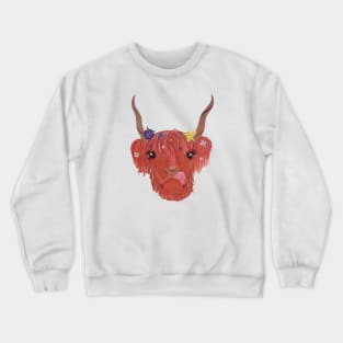 Highland Flower Cow Face Crewneck Sweatshirt